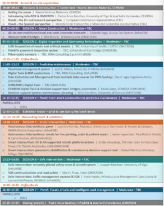 Screenshot of a multi-coloured meeting agenda table.